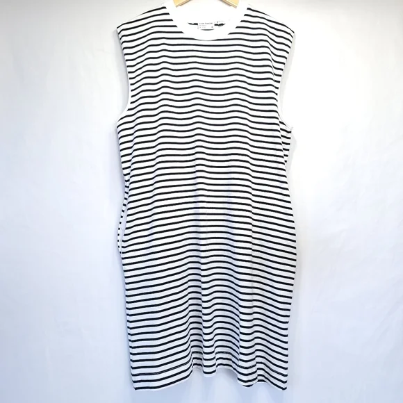 NWOT Frank And Oak Pocketd T-Shirt Dress XL  Indigo & White Stripes - Picture 9 of 10